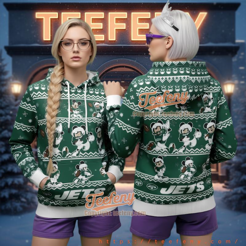 New York Jets Mickey Mouse Ugly Christmas 3D Hoodie Nfl Fan Gear New York Jets Mickey Mouse Ugly Christmas 3D Hoodie Nfl Fan Gear