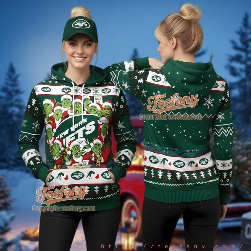 New York Jets Multiple Grinch Ugly Christmas 3D Hoodie Xmas Day