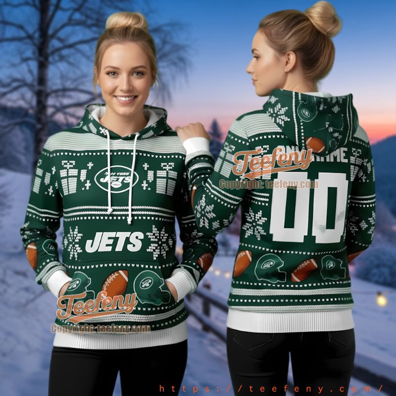 New York Jets Personalized Ugly Christmas 3D Hoodie Green White Gift
