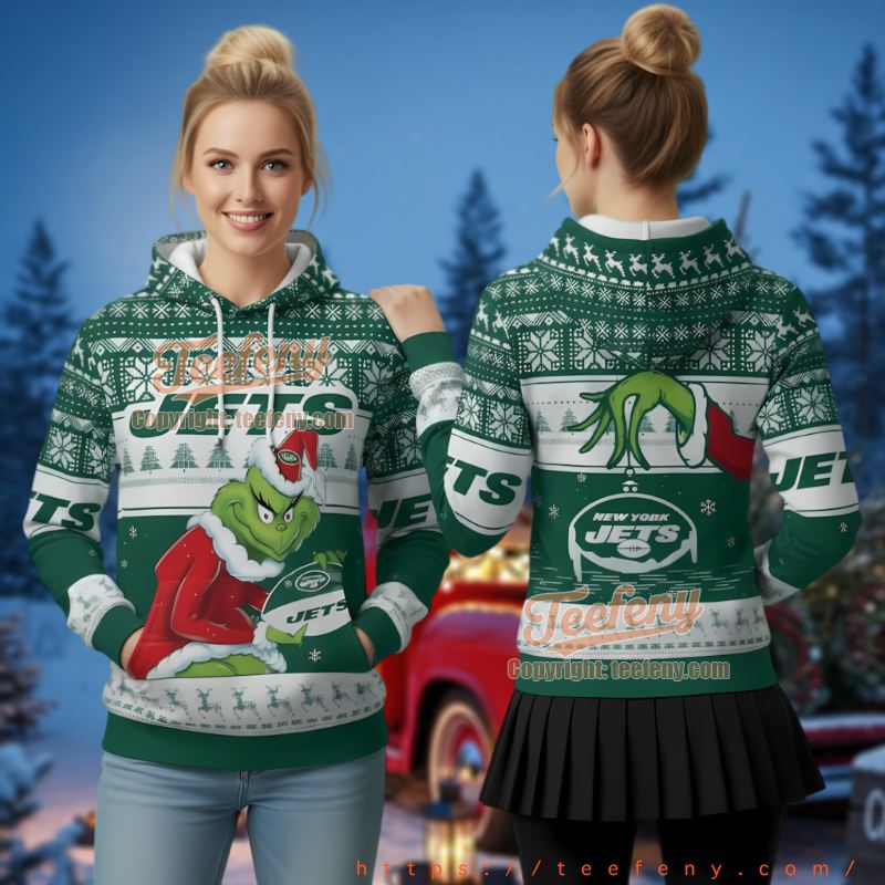 New York Jets The Grinch Christmas Ugly Christmas 3D Hoodie Nfl Fan Gear