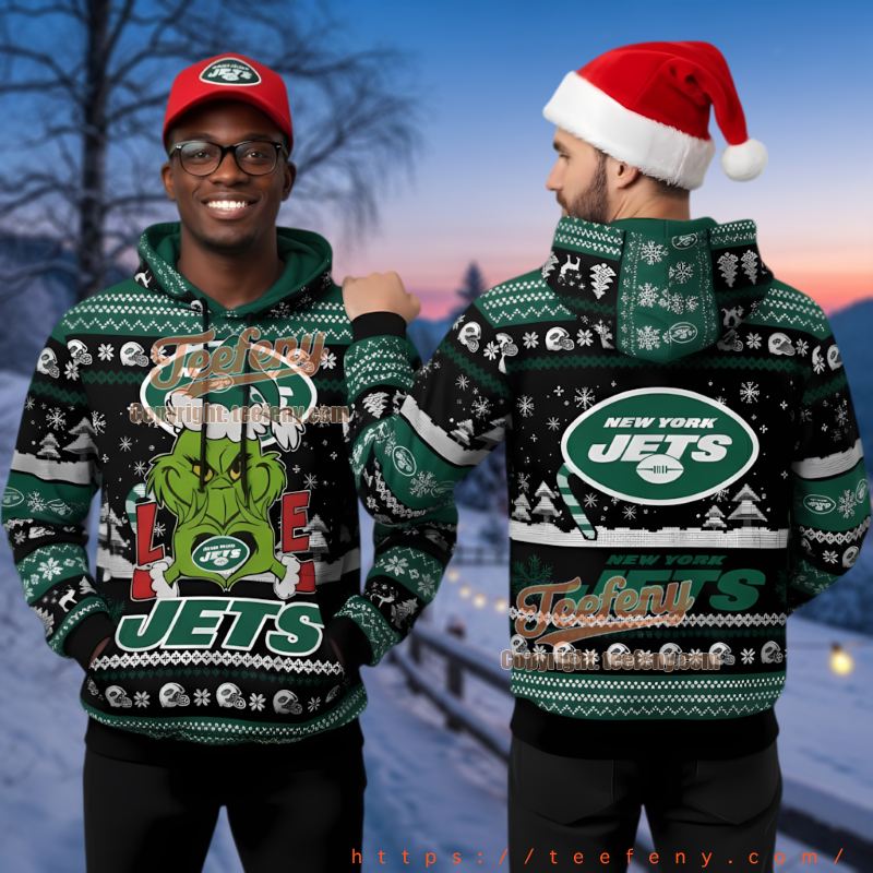 New York Jets The Grinch Football Ugly Christmas 3D Hoodie Fan Gear