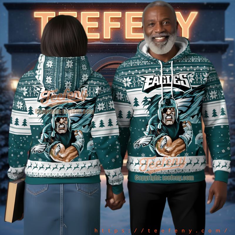 Philadelphia Eagles Christmas 3D Ugly Hoodie Mascot Fan Design Philadelphia Eagles Christmas 3D Ugly Hoodie Mascot Fan Design