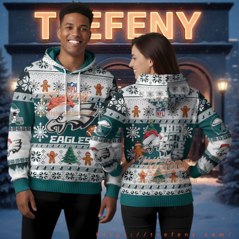 Philadelphia Eagles Gingerbread Christmas 3D Ugly Hoodie Philadelphia Eagles Gingerbread Christmas 3D Ugly Hoodie