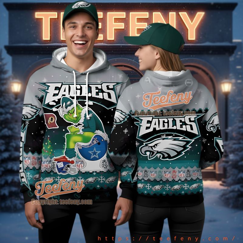 Philadelphia Eagles Grinch Haters Christmas 3D Ugly Hoodie Rivalry Philadelphia Eagles Grinch Haters Christmas 3D Ugly Hoodie Rivalry