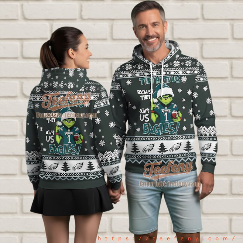 Philadelphia Eagles Grinch They Hate Us Ugly Christmas 3D Hoodie