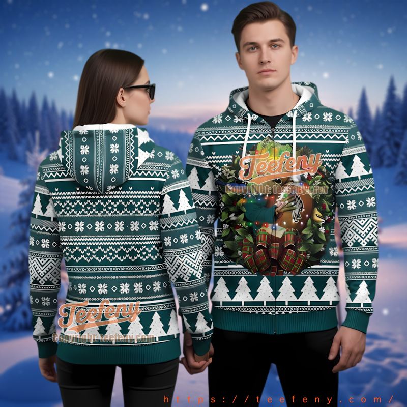 Philadelphia Eagles Groot Christmas 3D Ugly Hoodie Marvel Fan Gift