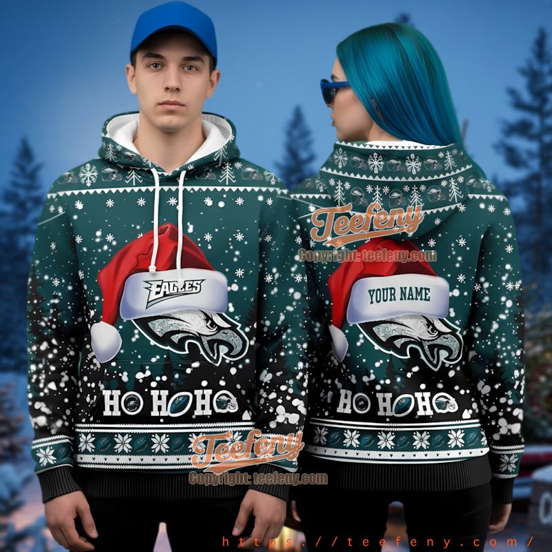 Philadelphia Eagles Jack Skellington Christmas 3D Ugly Hoodie Fan Gift