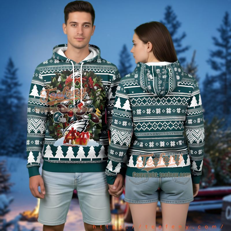 Philadelphia Eagles Holiday Knit Pattern Ugly Christmas 3D Hoodie