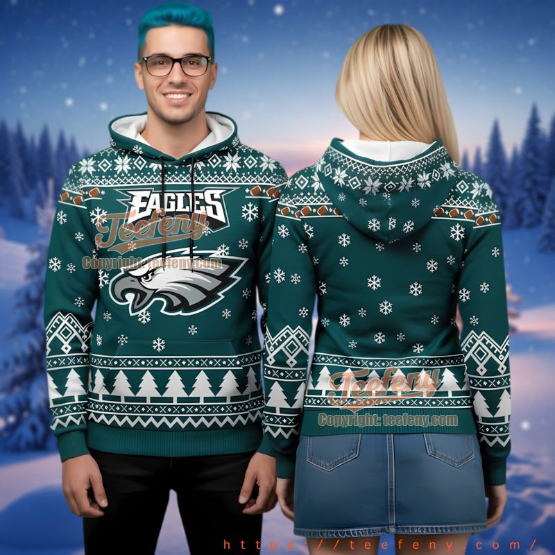 Philadelphia Eagles Official Team 3D Ugly Christmas Hoodie Fan Gear