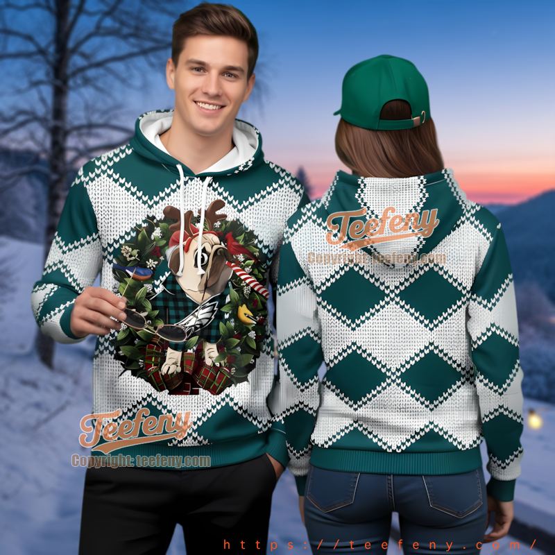 Philadelphia Eagles Reindeer Dog Ugly Christmas 3D Hoodie