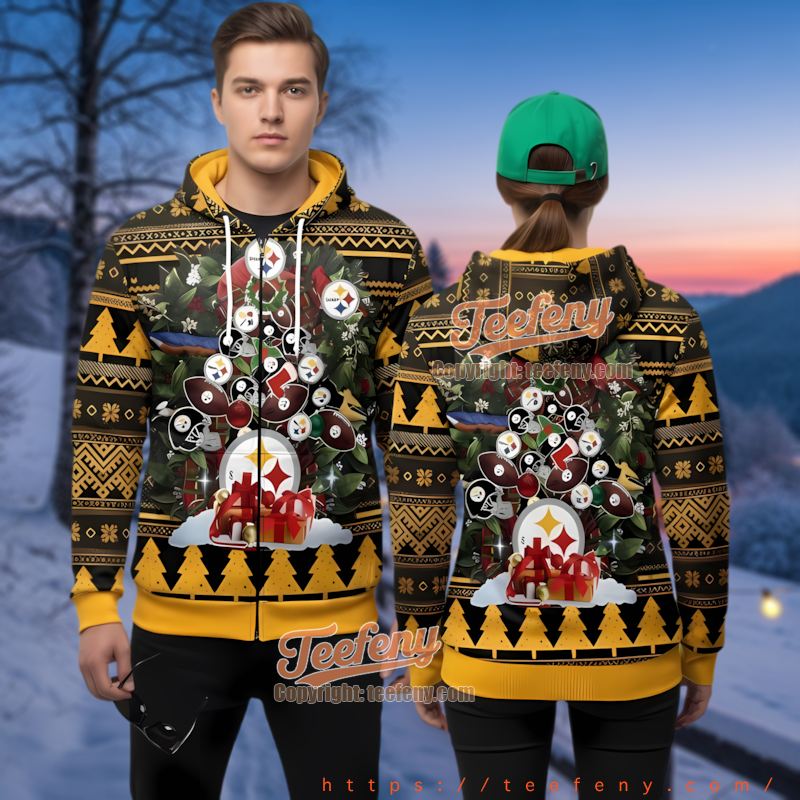Pittsburgh Steelers Christmas Tree Ball Ugly 3D Hoodie
