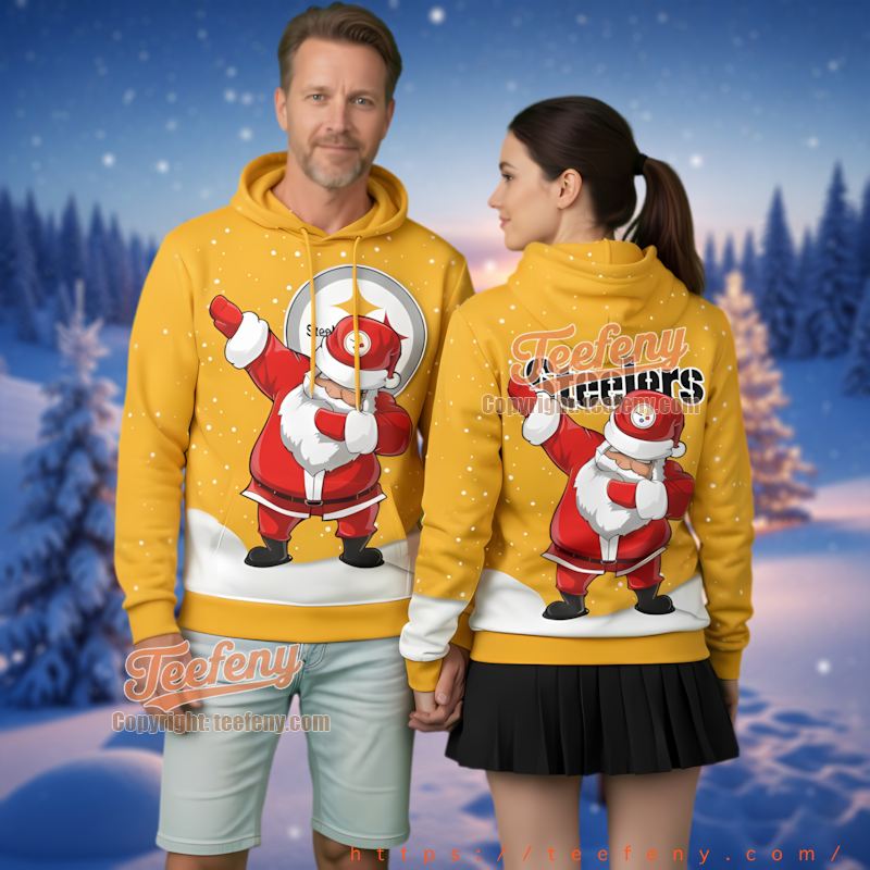 Pittsburgh Steelers Dab Santa Ugly Christmas 3D Pullover Hoodie