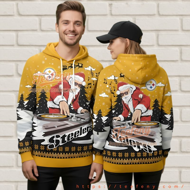Pittsburgh Steelers Dj Santa Ugly Christmas 3D Hoodie Holiday Party