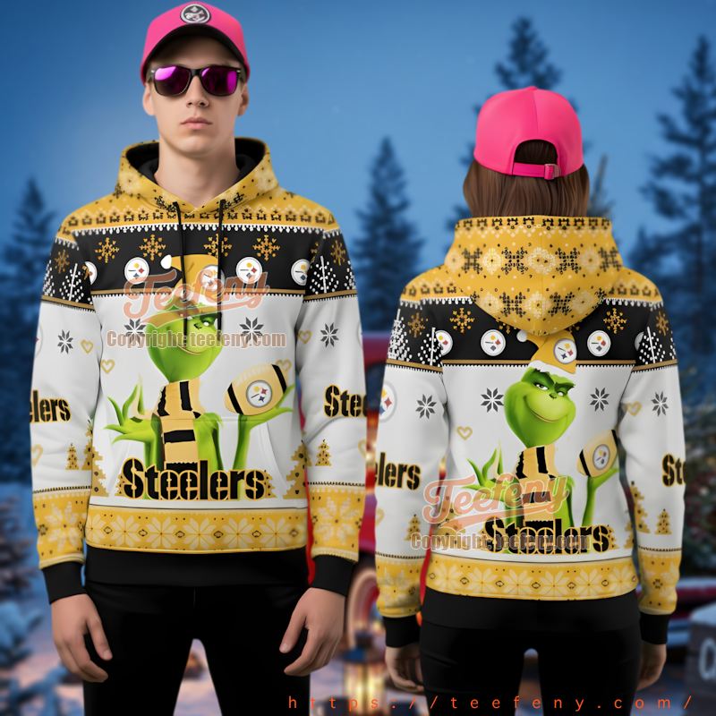 Pittsburgh Steelers Funny Grinch Fan Gear Ugly Christmas 3D Hoodie