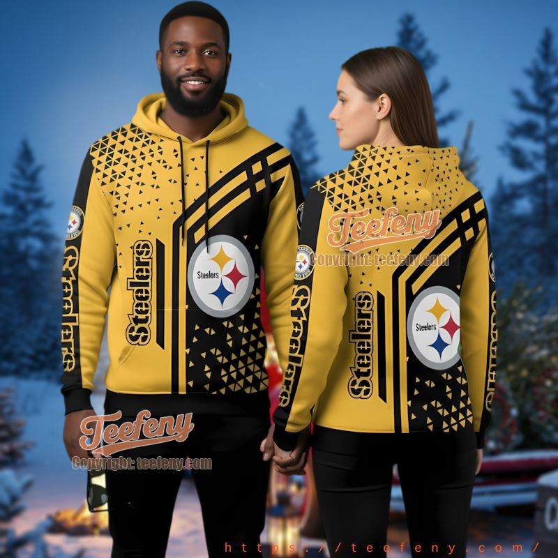 Pittsburgh Steelers Geometric Logo Ugly Christmas 3D Hoodie