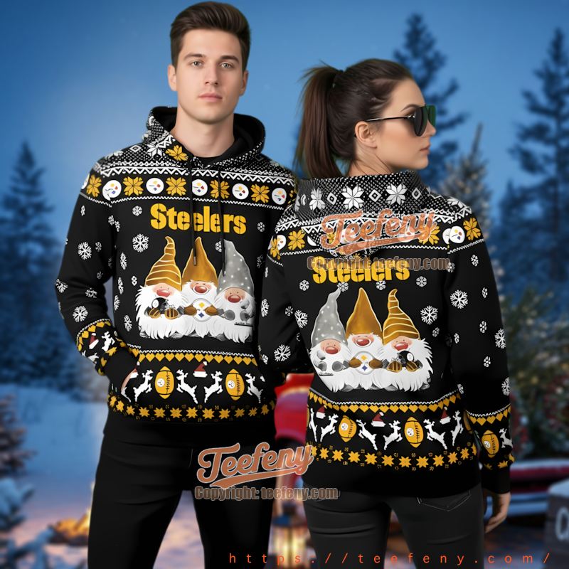 Pittsburgh Steelers Gnomes Ugly Christmas 3D Pullover Hoodie