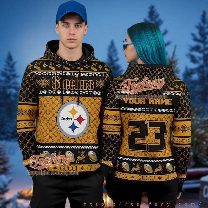 Pittsburgh Steelers Gucci Pattern Ugly Christmas 3D Hoodie Personalized
