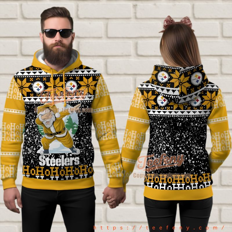 Pittsburgh Steelers Ho Ho Ho Holiday Ugly Christmas 3D Hoodie