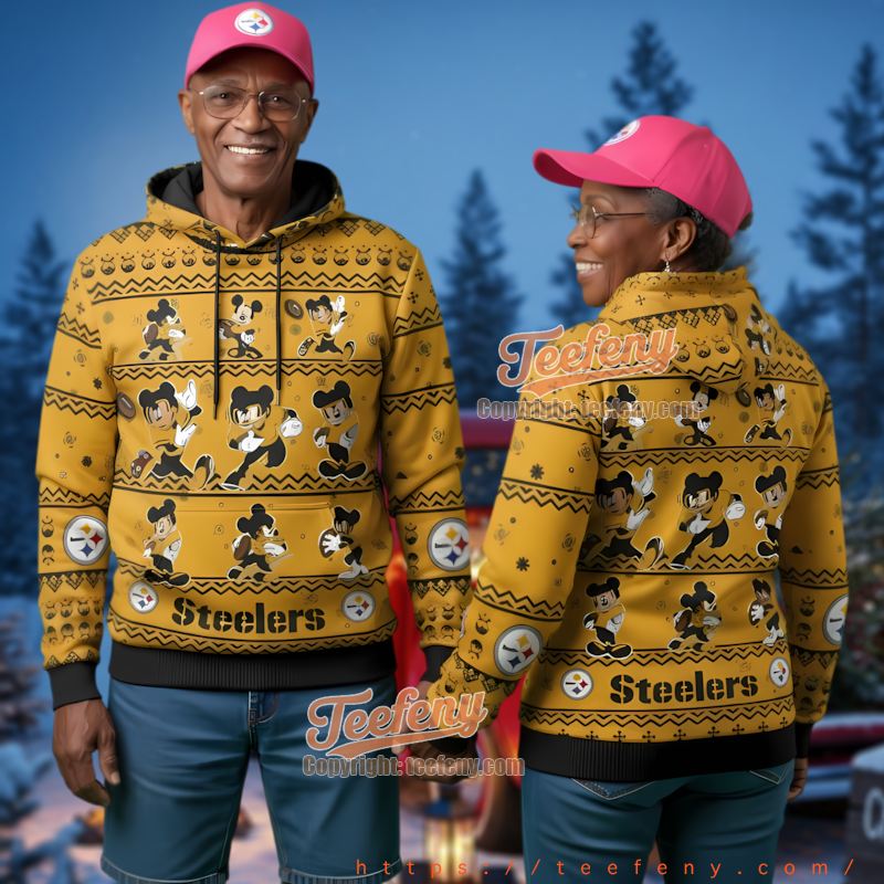 Pittsburgh Steelers Mickey Mouse Ugly Christmas 3D Hoodie Disney Holiday