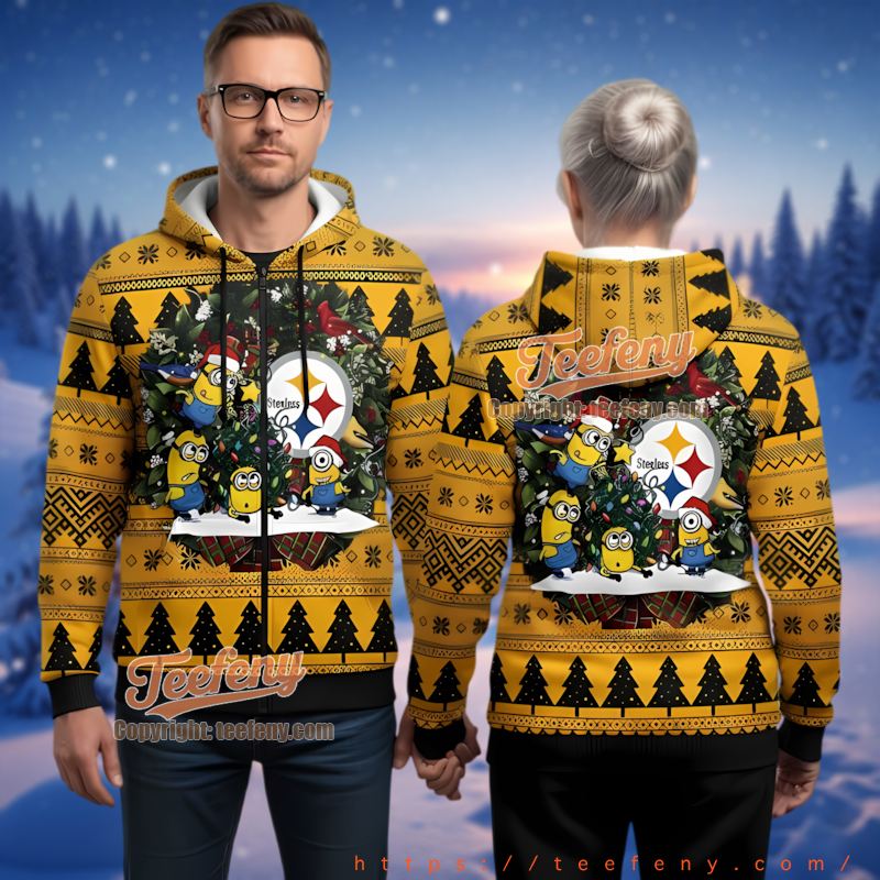 Pittsburgh Steelers Minion Ugly Christmas 3D Hoodie Funny Fan Gift