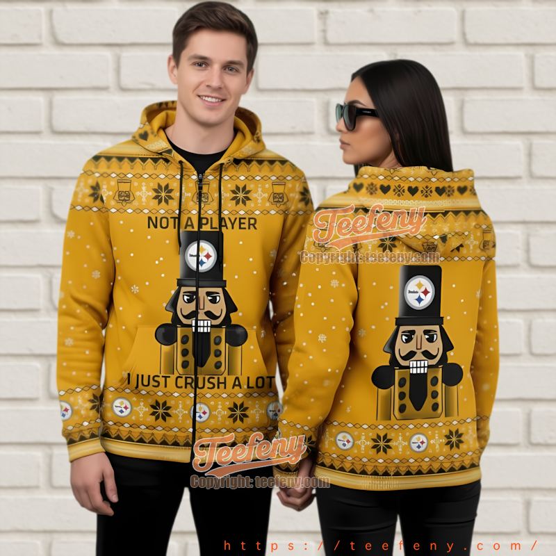 Pittsburgh Steelers Nutcracker Ugly Christmas 3D Zip Hoodie Funny Quote
