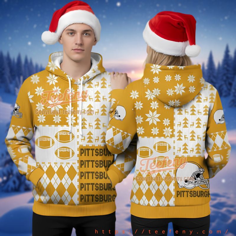 Pittsburgh Steelers Official Ugly Christmas 3D Hoodie Gameday Apparel