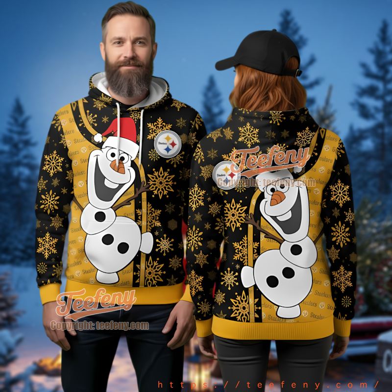 Pittsburgh Steelers Olaf Snowman Ugly Christmas 3D Hoodie