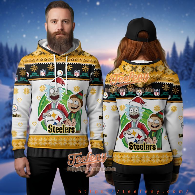 Pittsburgh Steelers Rick And Morty Ugly Christmas 3D Hoodie
