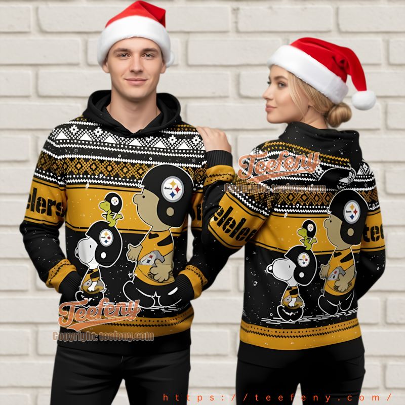 Pittsburgh Steelers Snoopy Charlie Brown Ugly Christmas 3D Hoodie