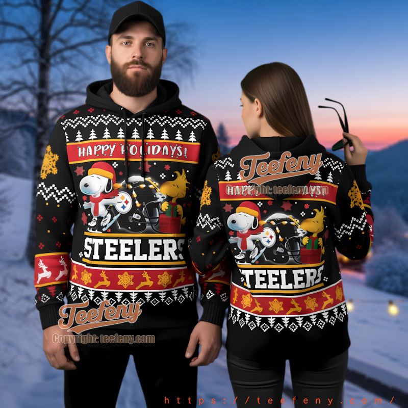 Pittsburgh Steelers Snoopy Football Theme Ugly Christmas 3D Hoodie
