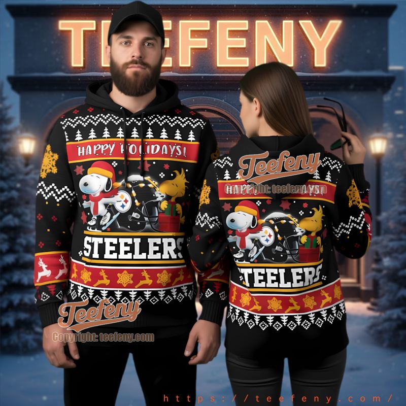 Pittsburgh Steelers Snoopy Football Theme Ugly Christmas 3D Hoodie Pittsburgh Steelers Snoopy Football Theme Ugly Christmas 3D Hoodie