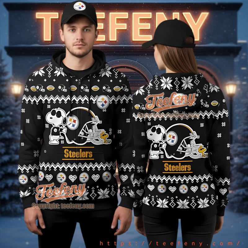 Pittsburgh Steelers Snoopy Woodstock Ugly Christmas 3D Hoodie Pittsburgh Steelers Snoopy Woodstock Ugly Christmas 3D Hoodie
