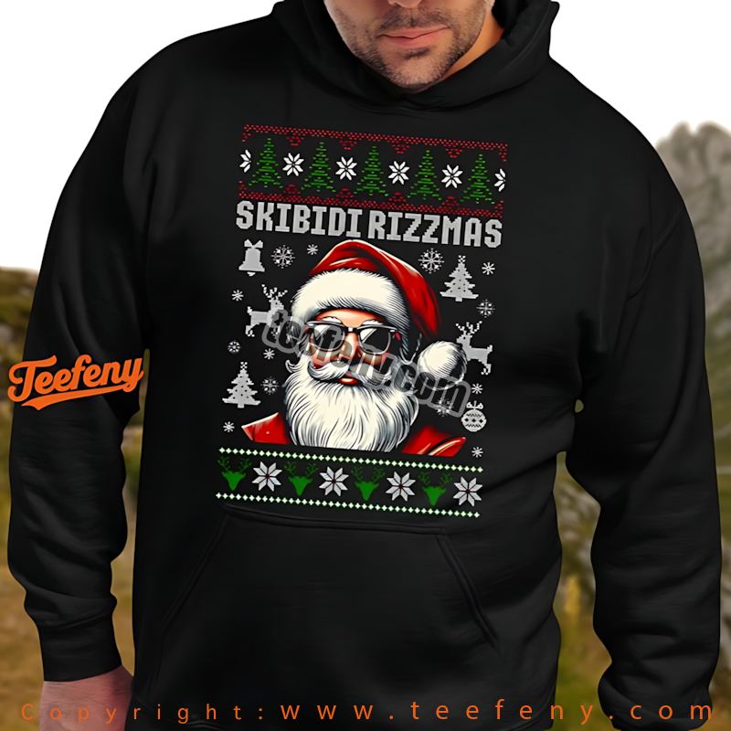 Skibidi Rizzmas Hoodie Cool Santa Sunglasses Ugly Christmas Skibidi Rizzmas Hoodie Cool Santa Sunglasses Ugly Christmas
