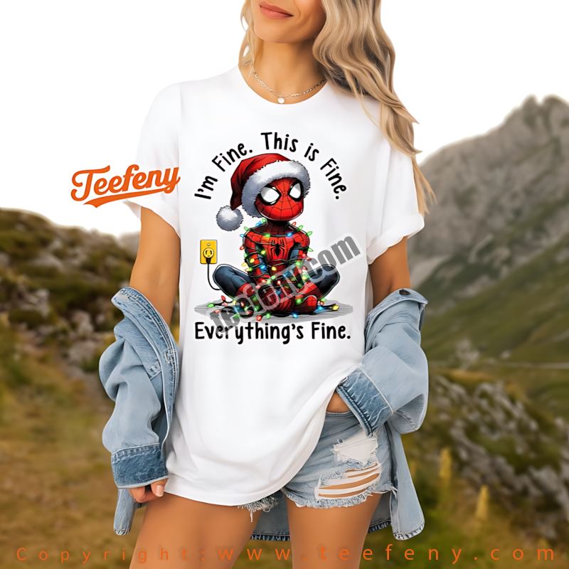 Stitch Christmas Lights Shirt Im Fine This Is Fine