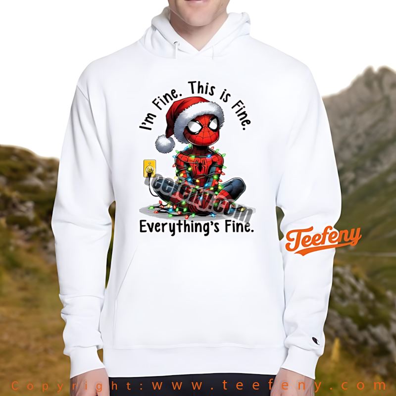 Spider Man Christmas Hoodie Funny Everything Is Fine Lights Spider Man Christmas Hoodie Funny Everything Is Fine Lights
