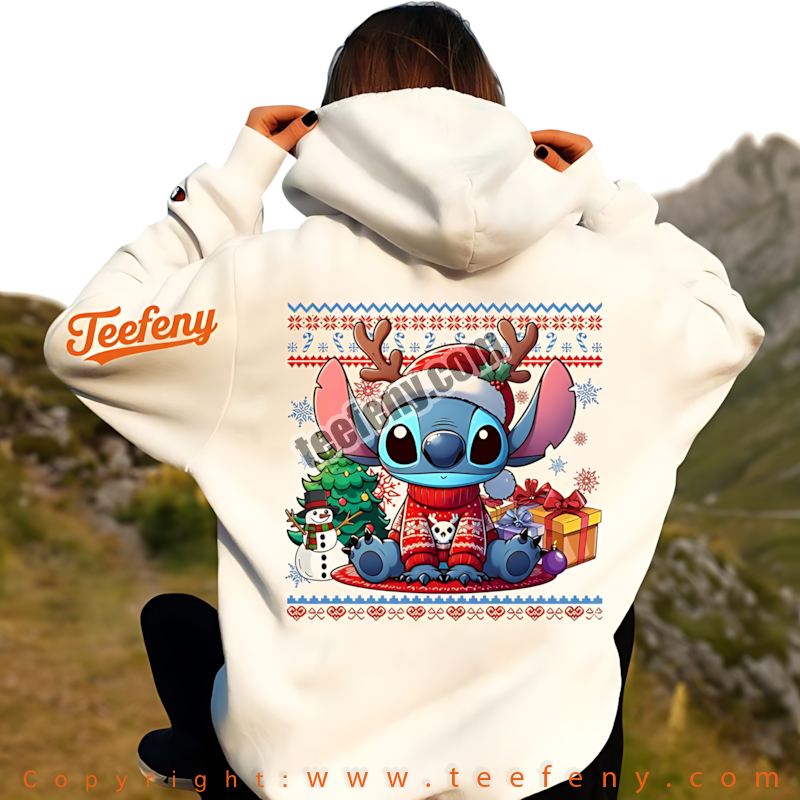 Stitch Christmas Hoodie Reindeer Santa Hat Lilo And Stitch Stitch Christmas Hoodie Reindeer Santa Hat Lilo And Stitch