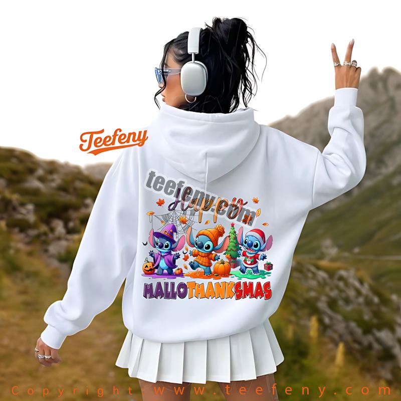 Stitch Happy Hallothanksmas Hoodie Disney Halloween Thanksgiving Christmas Stitch Happy Hallothanksmas Hoodie Disney Halloween Thanksgiving Christmas