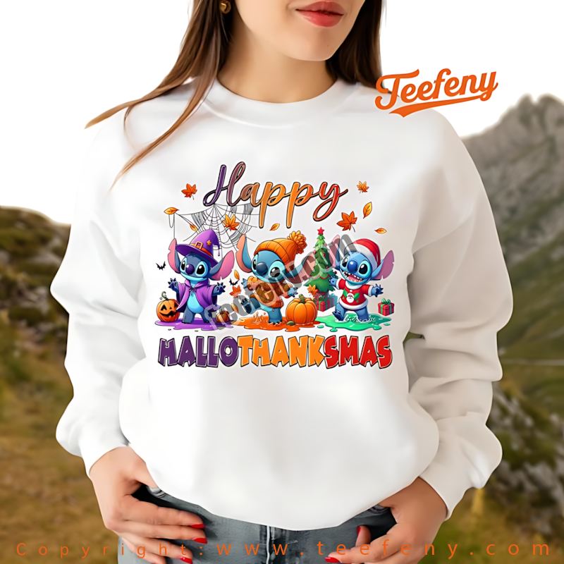 Stitch Happy Hallothanksmas Long Sleeve Disney Halloween Thanksgiving Christmas Stitch Happy Hallothanksmas Long Sleeve Disney Halloween Thanksgiving Christmas