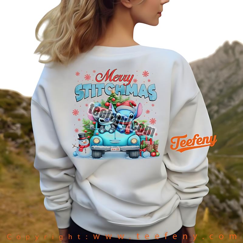 Stitch Merry Stitchmas Long Sleeve Driving Car Snowman Christmas Stitch Merry Stitchmas Long Sleeve Driving Car Snowman Christmas