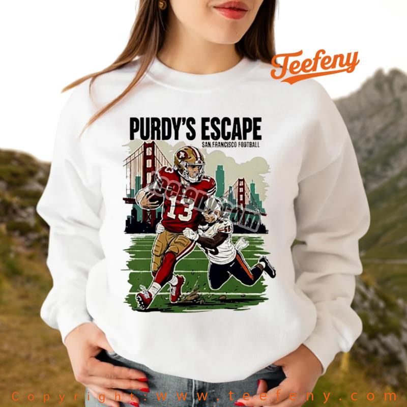 49Ers Vs Chicago Bears Brock Purdy Escape Long Sleeve 49Ers Vs Chicago Bears Brock Purdy Escape Long Sleeve