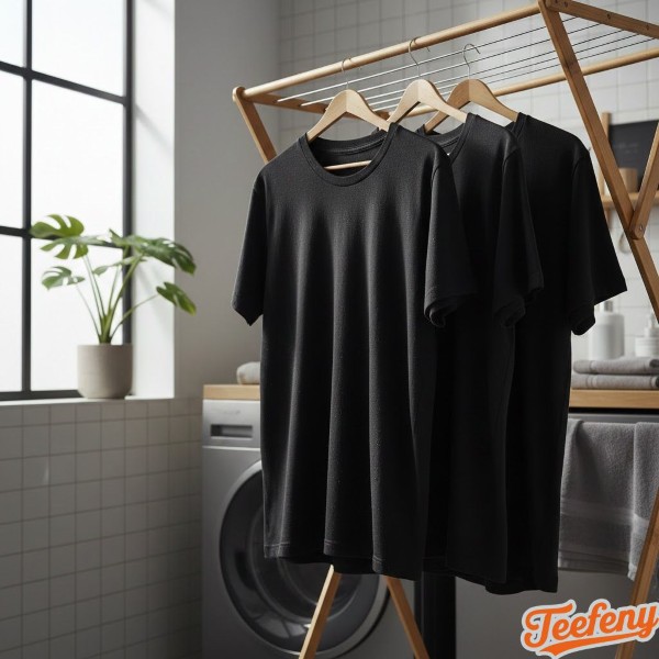 Black T Shirts Hanging On Washing Line