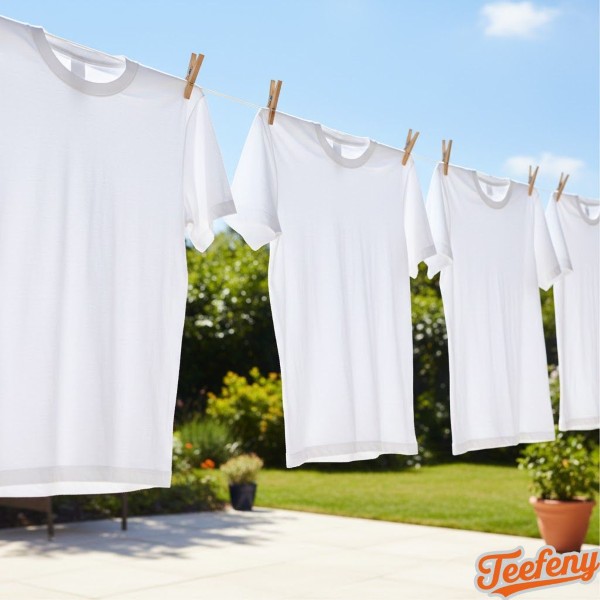 Drying White T Shirts Sunlight Clothesline