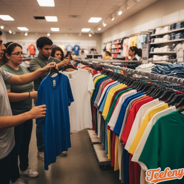 Multiple Hands Touching New Clothing Store