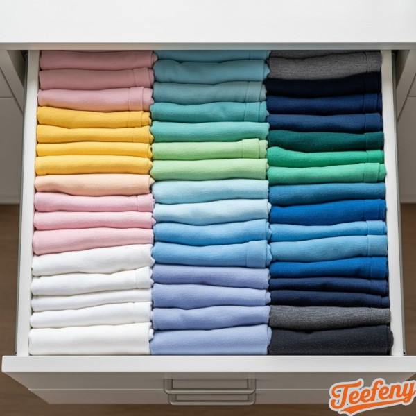Organized T Shirt Drawer Storage Method