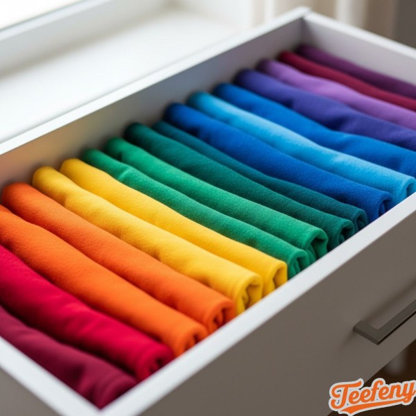 Organized T Shirt Drawer Storage Method