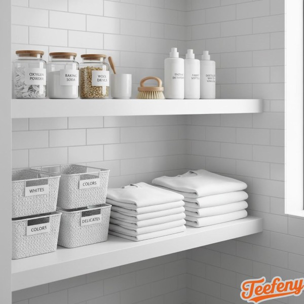 Organized White Laundry Care Station Home