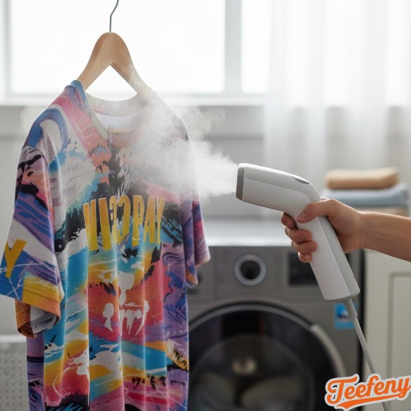 Steaming Graphic Tees Instead Of Ironing To Avoid Heat Damage