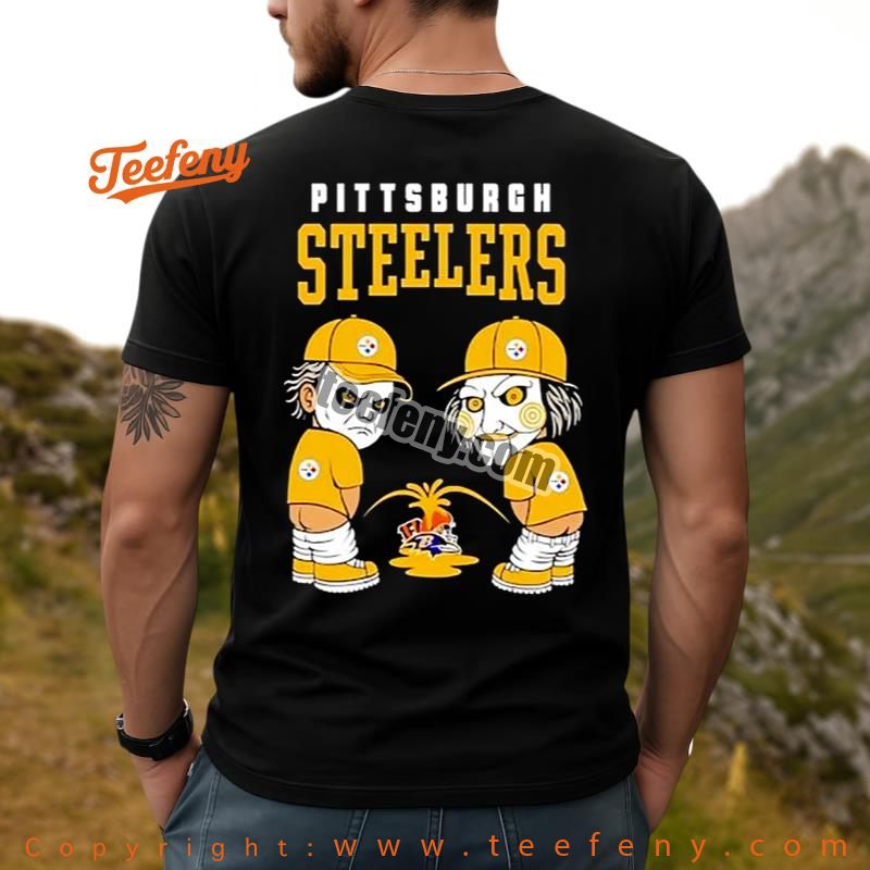 Funny Michael Myers Pittsburgh Steelers Piss On Ravens Bengals Tee